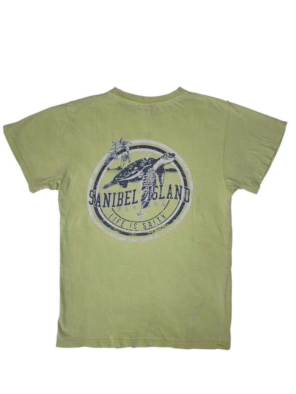 Green Sanibel Island Vintage 100% Cotton Tee Turtle Graphic unisex adult small